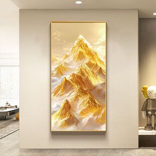 日照金山入户玄关装饰画简约现代背靠金山壁画挂画走廊高档装饰画
