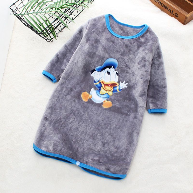 秋冬装儿童睡袍男女小孩子睡衣防踢被睡袋双面绒加厚保暖护肚长款