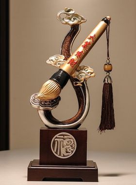 爆单小摆件大笔发财招财流沙画摆件玄关客厅办公室收银前台装饰乔