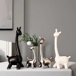 陶瓷摆件装饰品小鹿一家四口电视柜酒柜家居饰品极简简约意式高档