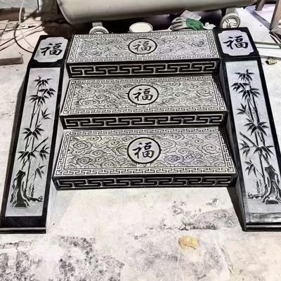 现代踏步青石台阶花岗岩台阶踏步石浮雕祥云踏步台阶踏步石一整套