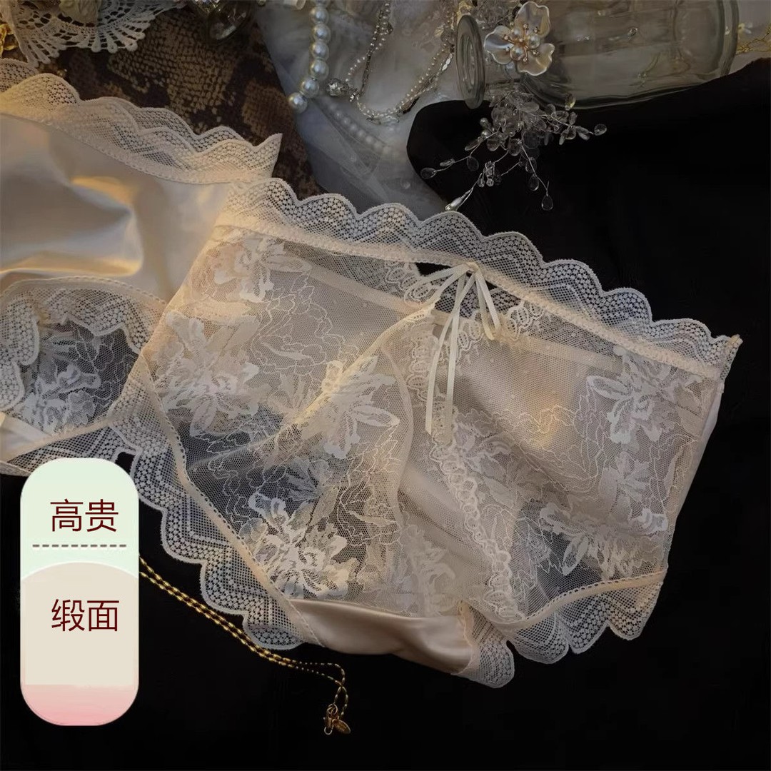日系纯欲风轻奢蕾丝内裤女士中腰透气性感三角内裤头大码女短裤