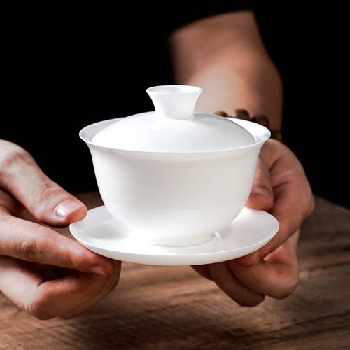 正高潮州薄胎骨瓷三才盖碗盖下90cc满容110cc潮汕功夫茶高端茶具