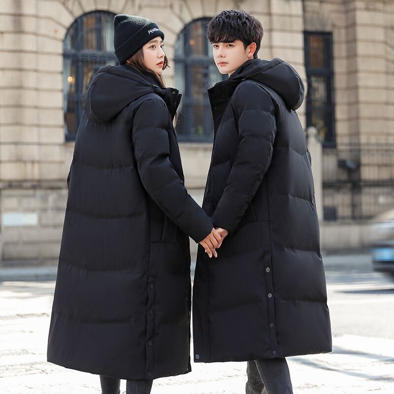 加长款羽绒服男女同款情侣冬季新款大码过膝加厚青少年羽绒服外套