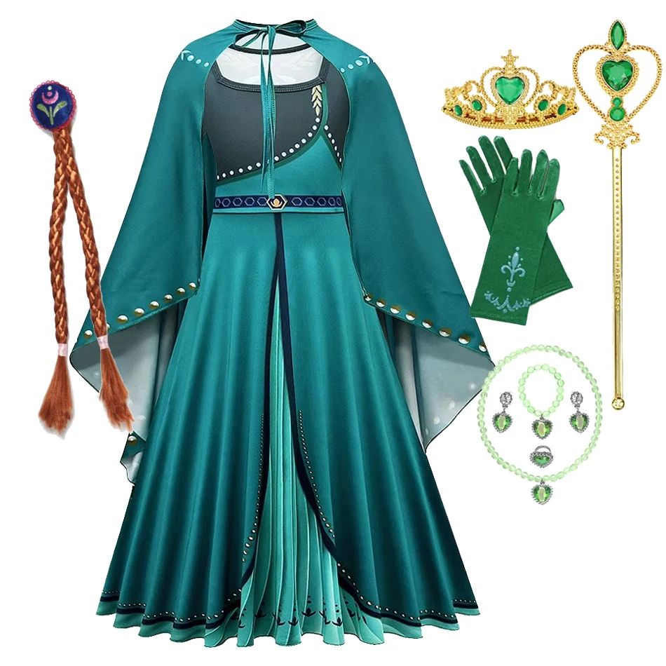 New 2025 Anna Girls Princess Fancy Dress Up Clothes Children