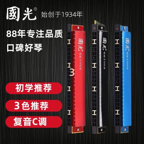 24孔复音重音【国光口琴】初学者演奏级双排口琴儿童学生口琴成人