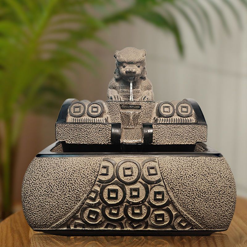 招财流水摆件循环水新中式一本万利办公室桌面景观高档客厅装饰品