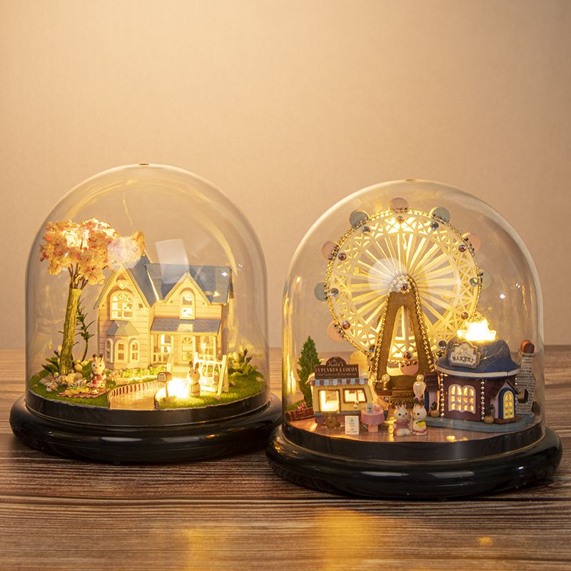 diy小屋手工制作音乐盒房子拼装3d拼图迷你模型玩具女孩生日礼物