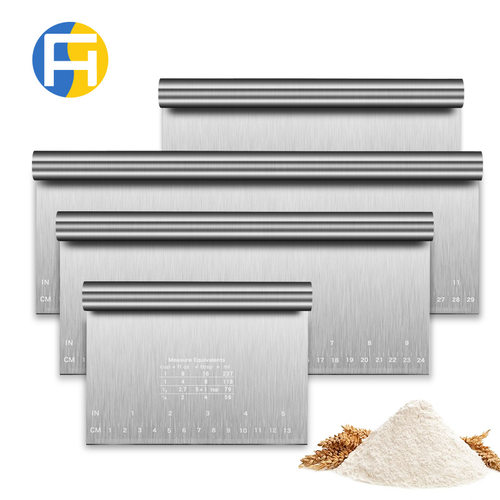 不锈钢刮刀带刻度面团刮肠粉刮板切面刀手动刮油板单面馒头切工具