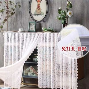 纱帘薄纱窗帘纱帘飘窗开窗钉珠法式复古魔术贴免遮挡打孔蕾丝田园