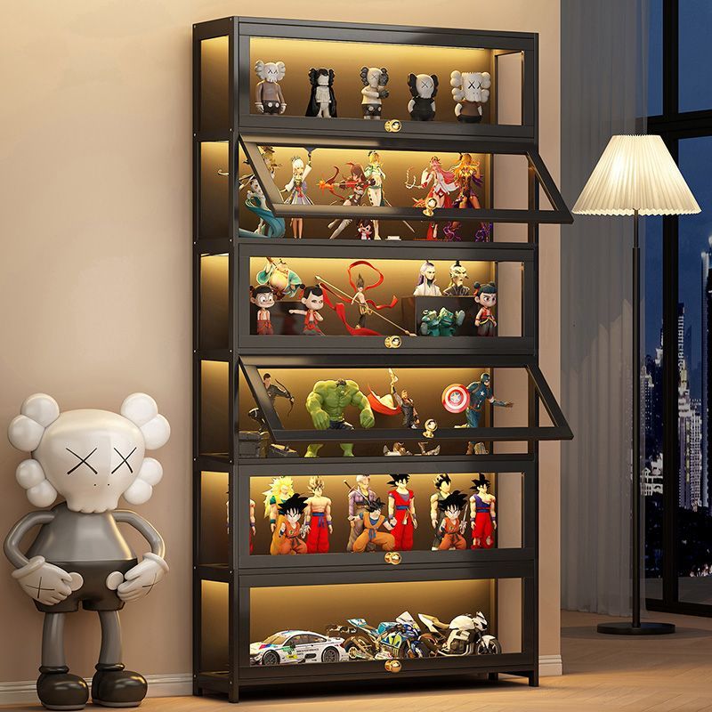 手办展示柜北欧收纳柜家用防尘亚克力透明模型玩具盲盒陈列摆件柜