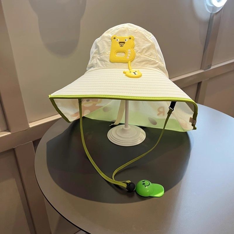 儿童夏季遮阳帽大檐女童网防晒披肩帽男宝宝沙滩渔夫帽户外太阳帽