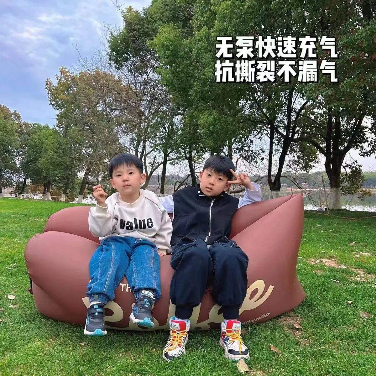 户外懒人空气充气沙发音乐节野炊露营便携式免打气折叠可躺气垫