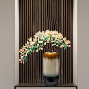 黄水晶发财树花瓶招财摆件客厅边几角几玄关柜壁龛乔迁搬新家礼品
