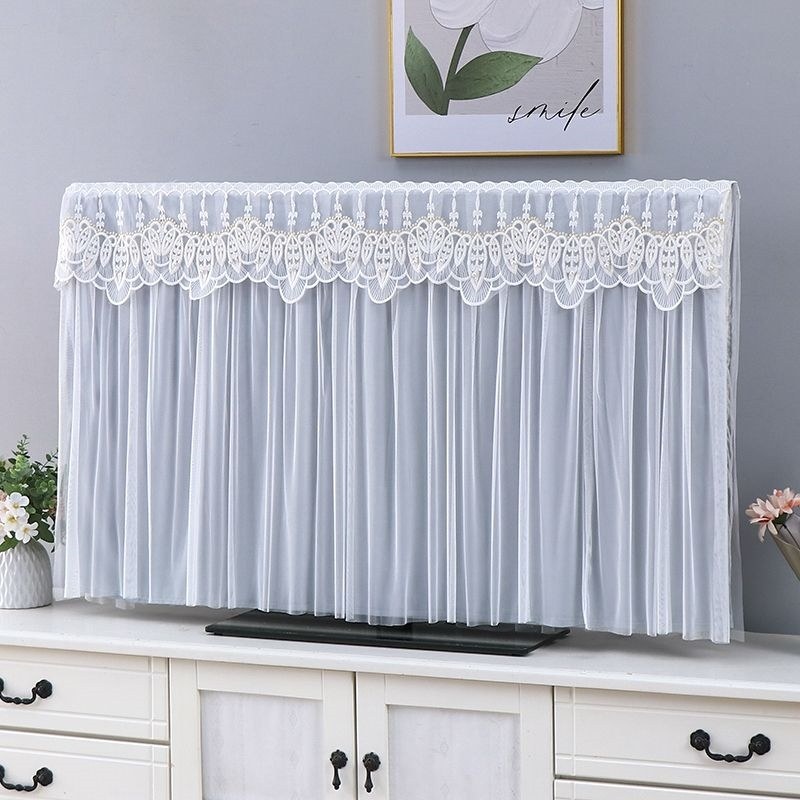 电视机防尘罩套盖布奶油风液晶电视罩套挂式开机不取65寸55寸蕾丝