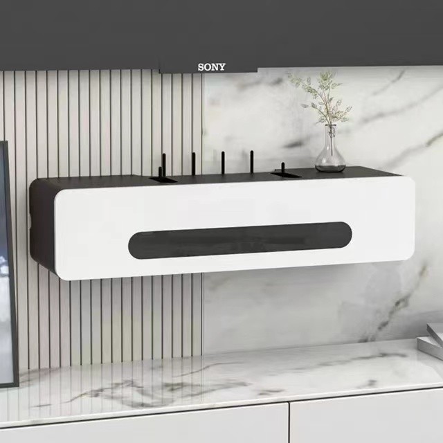 wifi路由器收纳盒壁挂式松弛感电视柜电线插座遮挡机顶盒置物架子