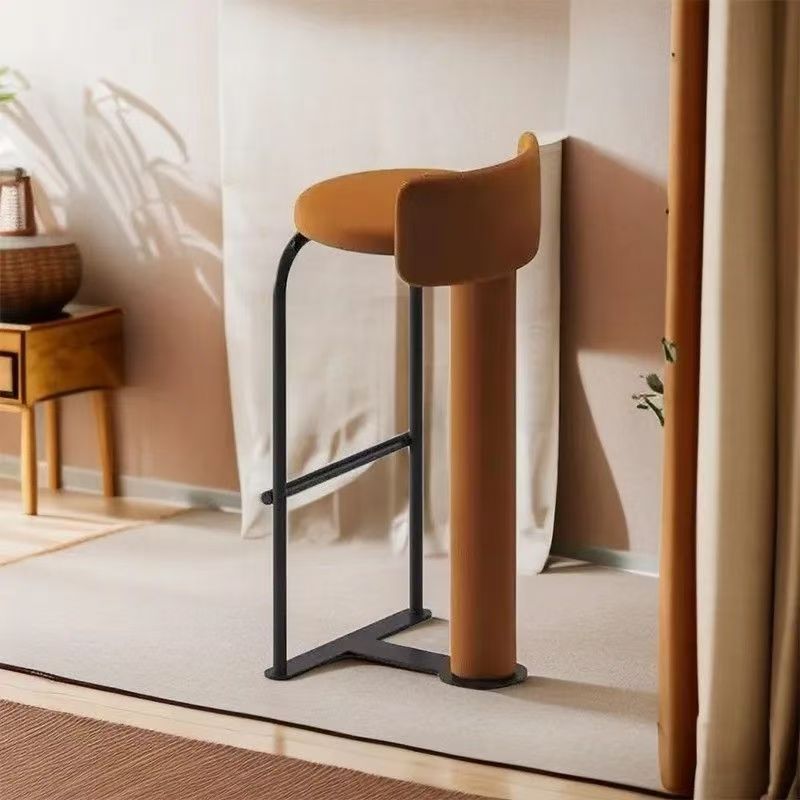 创意简约餐椅咖啡厅奶茶店餐厅椅子踩脚圆形靠背高脚凳前台酒吧椅