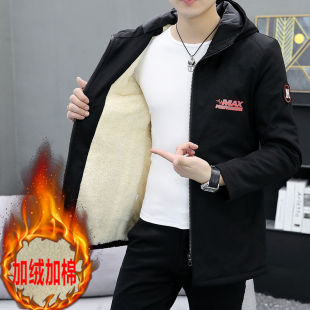 青少年大码中长款棉衣男孩外套初中学生青年冬装加绒加厚棉袄服潮