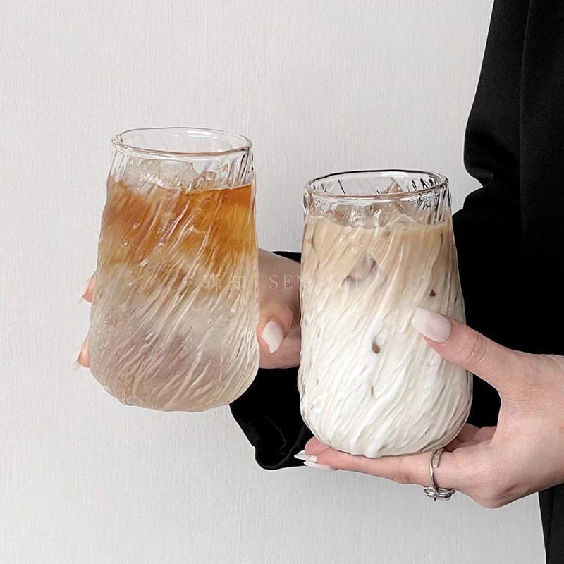 复古旋风大容量冰美式拿铁杯高颜值耐热玻璃杯挂耳咖啡杯饮料杯子