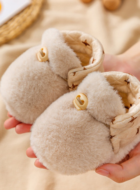 秋冬婴儿鞋软底棉鞋暖0-3-6-12个月新生儿男女宝宝加绒加厚毛毛鞋