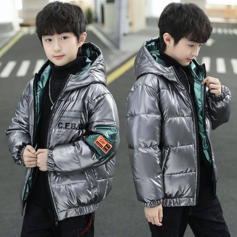 男童棉服亮皮免洗棉袄2024新款冬装外套棉衣儿童中大童亮面棉服潮