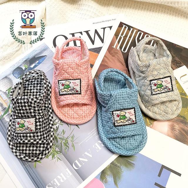 拖鞋2-34岁静音无声室内防滑夏季春秋冬天宝宝手工家居居家棉拖鞋
