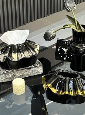 陶瓷可爱包包纸巾盒客厅高级感轻奢抽纸盒创意设计感高档茶几摆件