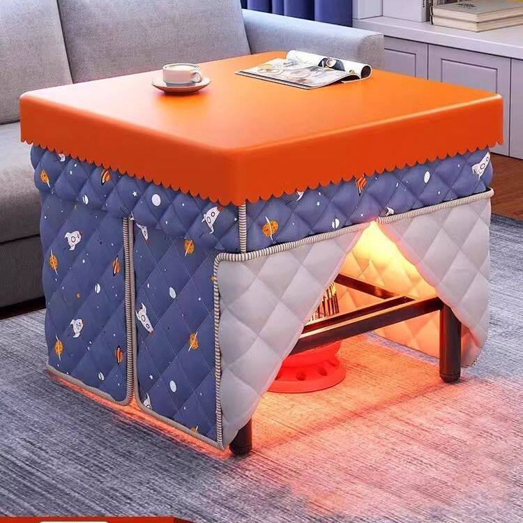 烤火桌子全套一整套家用正方形餐桌不锈钢多功能小桌子简约出租屋