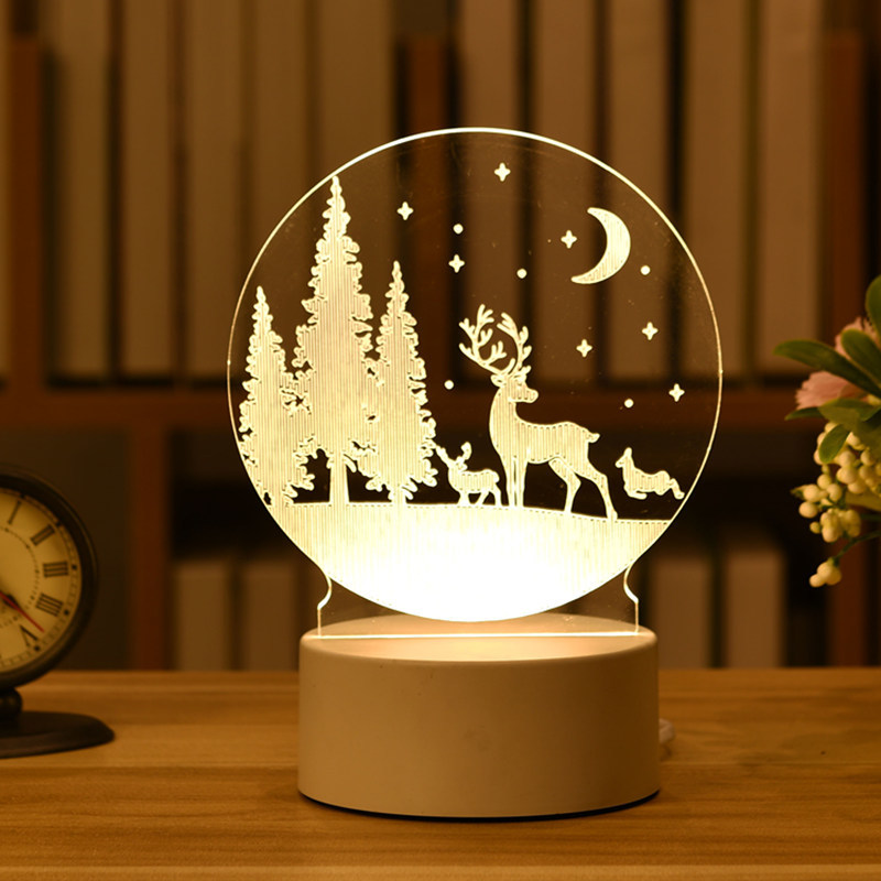 Merry Christmas 3d Lamp Acrylic Usb Nightlights Room Decor N