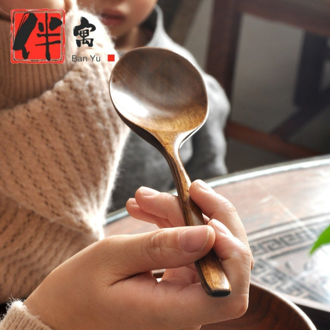 木质干饭勺长柄木勺网红吃播木质拉面勺子大头拌饭勺吃饭汤勺