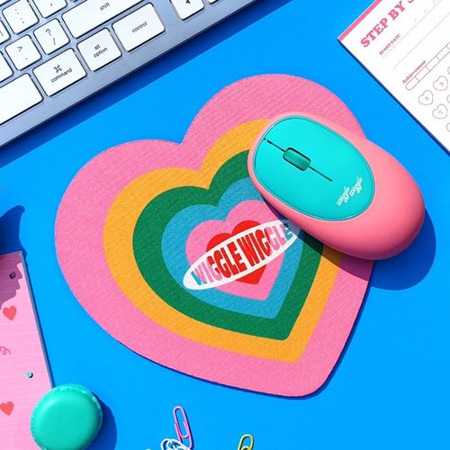 wigglewiggle软无线鼠标鼠标垫静音女生可爱硅胶粉色ins办公卡通