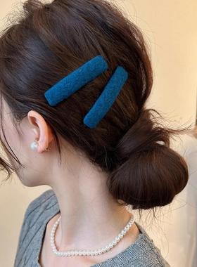 一对装~复古蓝色碎发夹女边夹侧边刘海夹子头饰2025新款前额bb夹