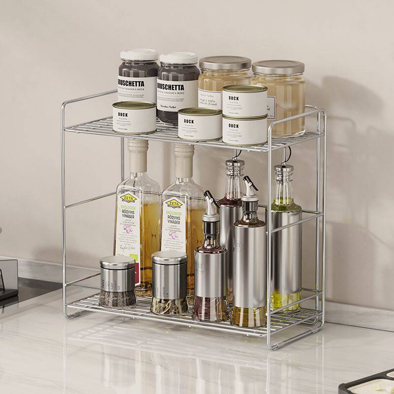304不锈钢窄厨房置物架新款调料架调味料桌面油盐酱醋收纳置物架
