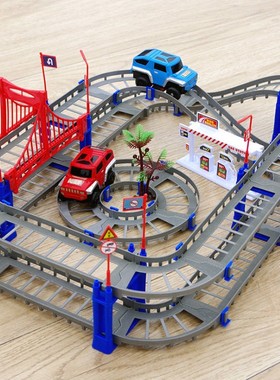 tongli/童励百变轨道车汽车拼装电动高速轨道益智玩具儿童玩具车