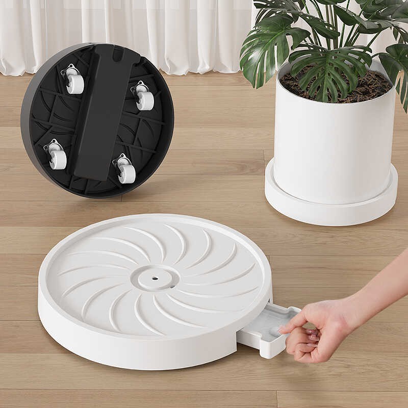 新款花盆托盘带轮移动底座加厚盆栽可接水万向轮塑料圆形托架