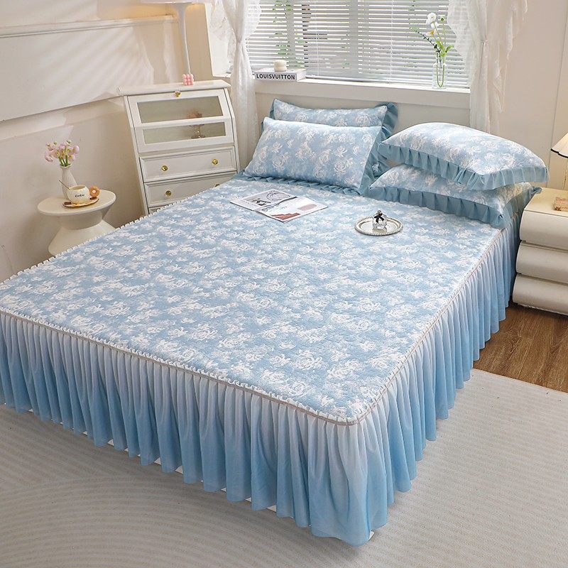 新款A类夏季夏日玫瑰冰丝乙纶软凉席三件套高档提花床裙可机洗,床上用品,冰丝席,淘宝优惠券,粉丝福利购,淘宝优惠卷