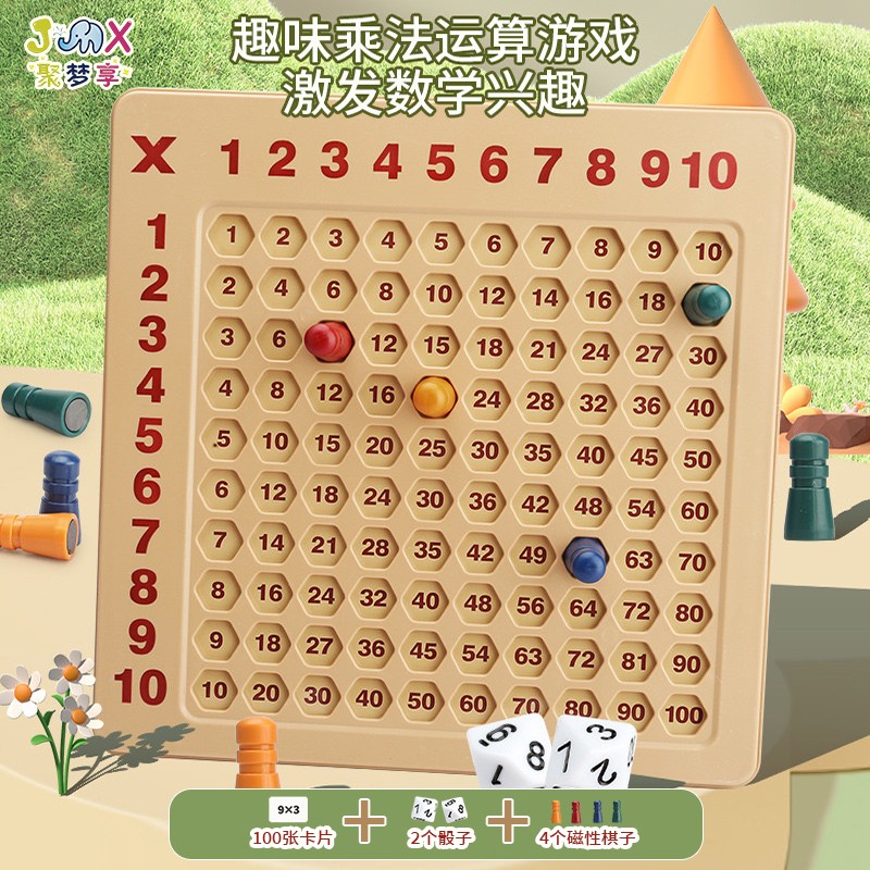 【聚梦享】小孩九九乘法运算口诀表智力数学口算益智数字桌游玩具