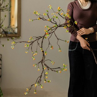 掬涵仿真海棠果树枝干花花束轻奢高端花艺客厅假花桌面装饰品摆件