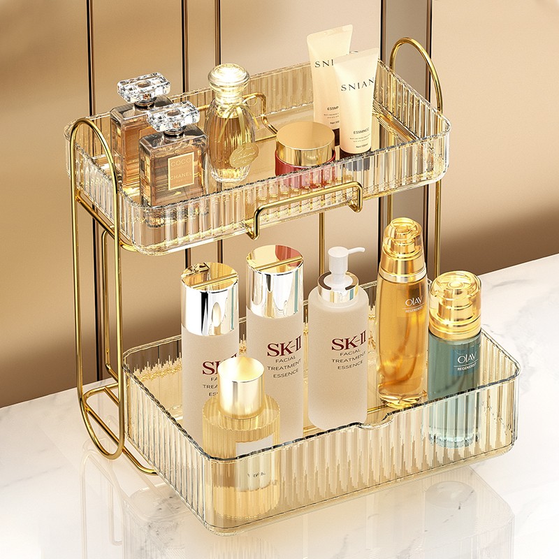 轻奢化妆品收纳盒亚克力梳妆台桌面口红护肤品卫生间浴室置物架子