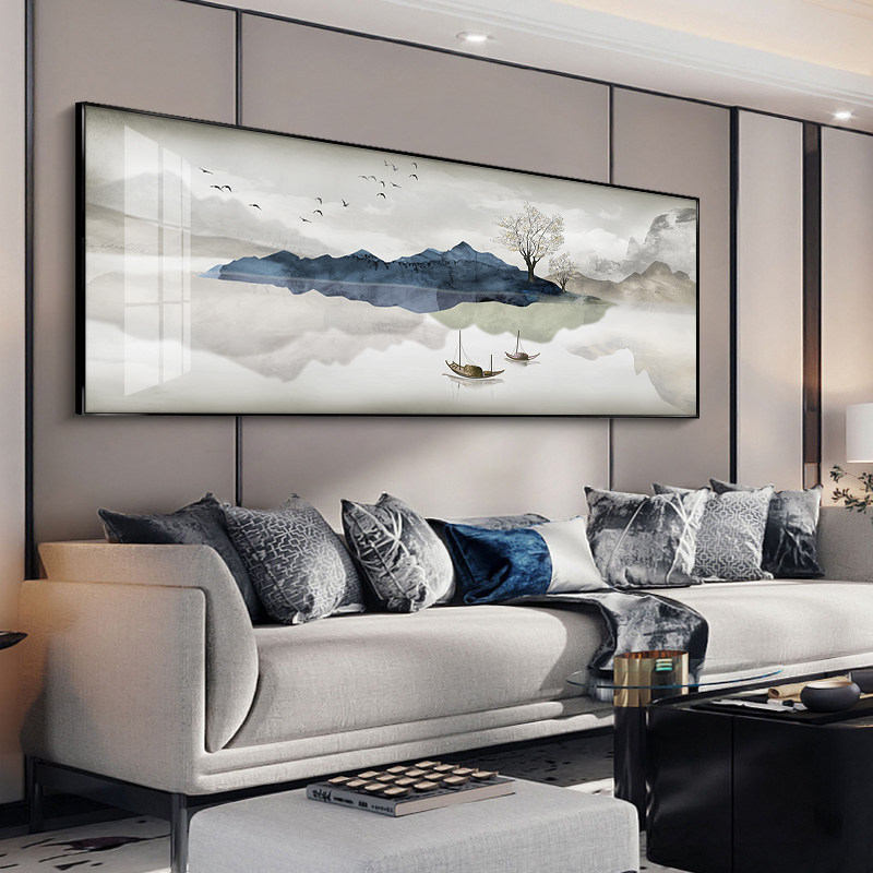 新中式客厅装饰画一整幅水墨画沙发背景墙壁画意境山水画现代挂画