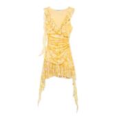 buttocks mesh wrapped Elegant printed silk short dress