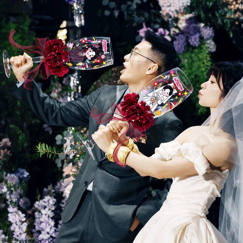 结婚大酒杯婚礼敬酒杯超大新人结婚一对订婚交杯酒巨型大号高脚杯