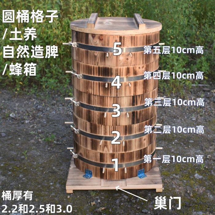 圆蜂箱新式蜂箱蜜蜂箱全套土蜂桶圆形诱蜂箱格子蜂箱圆桶底板开巢