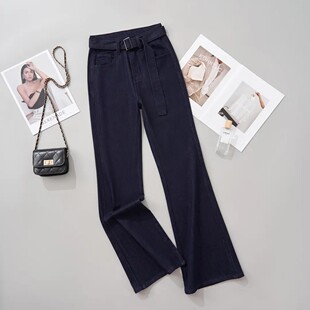 腰带紧身喇叭裤 女2025新款 丹宁蓝牛仔裤 显瘦提臀101 V腰漫画腿