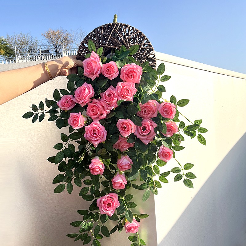 【送飞盘】仿真花假花壁挂吊兰客厅墙面装饰高级感逼真绿植物