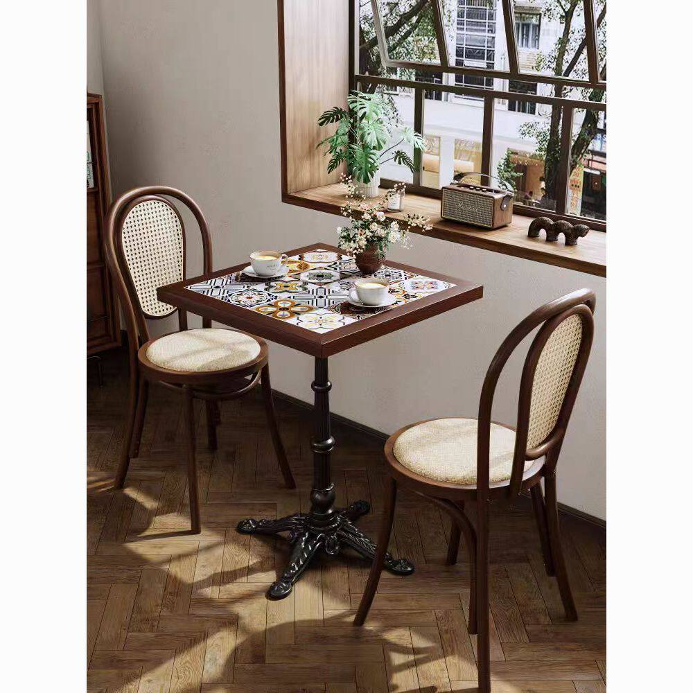 美式复古咖啡厅桌子酒馆甜品店面馆糖水铺实木桌定制西餐厅餐桌椅