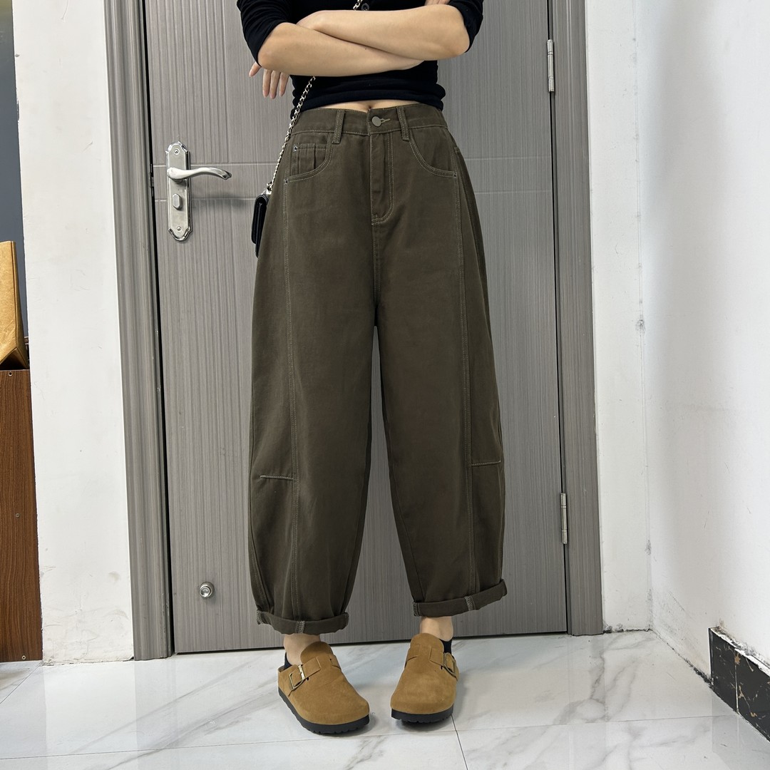 秋季25818老爹裤弹力哈伦显瘦百搭女士牛仔高腰韩版宽松长裤
