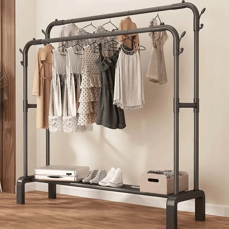 双杆晾衣架家用衣帽架晒衣架阳台简易立式挂衣架子落地置物收纳架