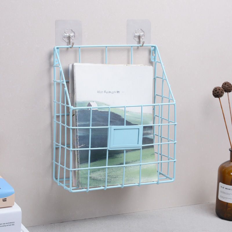 书籍收纳神器北欧铁艺墙上置物架床头宿舍杂志篮书本壁挂收纳架客