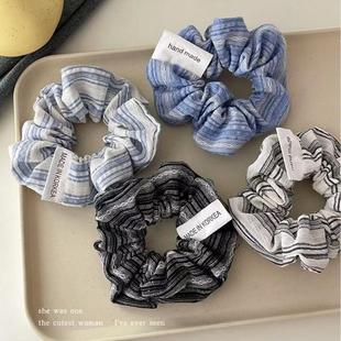 2026新款韩系温柔条纹发圈高级感橡皮筋头绳发饰女发花时尚装饰品